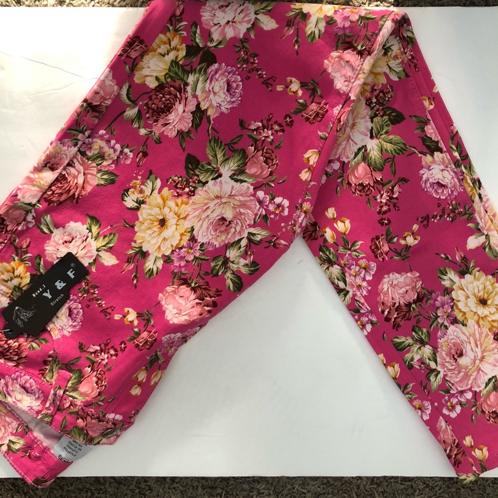Y & F Pants Floral Stretch Skinny Cottagecore